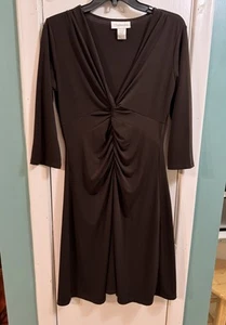 Chadwicks 3/4-Sleeve Sz10 Knotted Front Ruched Knee-length Dress-Excellent - Picture 1 of 7