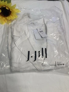 J JILL Womens XL White Linen Blend Jacket Shacket Button Up Pockets - Picture 1 of 4