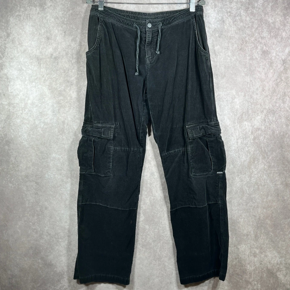Prana Pants Womens Large Black Corduroy Cargo Pockets Straight Outdoor Camping - Image 1 of 4