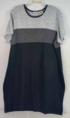 Vestido suéter manga corta gris negro para mujer Kathie Lee 22W/24W Foto 1 de 4