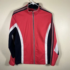 Giacca da pista Athletic Works corallo blu navy bianco colorblock zip davanti taglia L - Foto 1 di 9