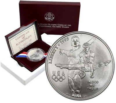 US 1995-D Olympic Gymnast $ 1 Dollar BU Commemorative w/Box & COA - Image 1 of 4
