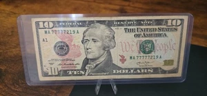 Fancy Serial Number (77777219) $10 Dollar Bill - Picture 1 of 2