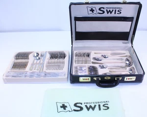 Professional S Swis 72 Piece Set Lot VTG Briefcase Flatware Silverware 18/10 HTF - Picture 1 of 20