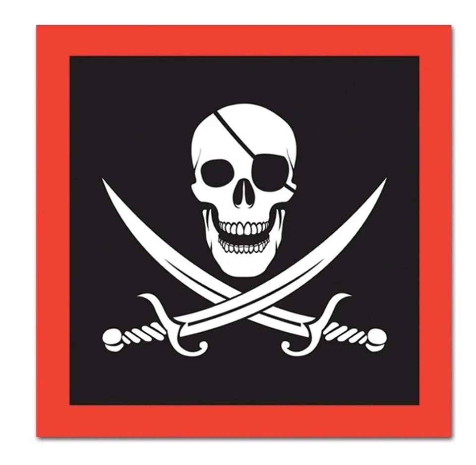 Pirate Skull Paper Napkins 16 Pck Party Scary Halloween Lunch Dinner Funny New  - Image 1 of 4