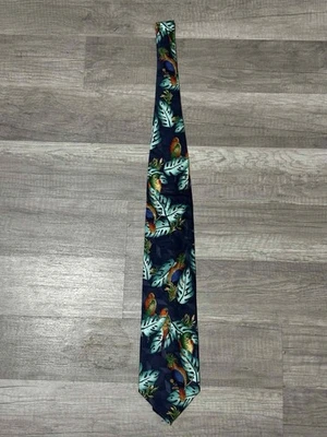 Corbata tango loros tropicales vintage de Max Raab novedad hawaiana 100 % seda EE. UU. Foto 1 de 4