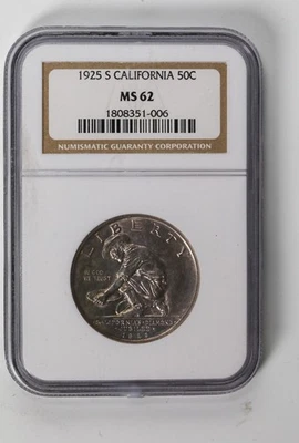 1925-S 50c California Jubilee Commemorative Silver Half Dollar NGC MS62 - Image 1 of 4