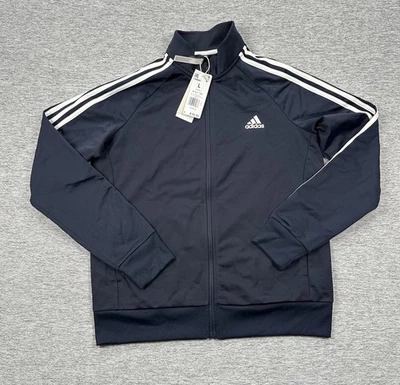 Adidas Track куртка женщин большой синий полный молнии три полоски Sports активный новый - Изображение 1 из 4