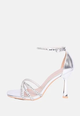 Sandali Donna Tacco Rocchetto Gioiello Tacchi Eleganti Cerimonia Cinturino Stras - Immagine 1 di 4