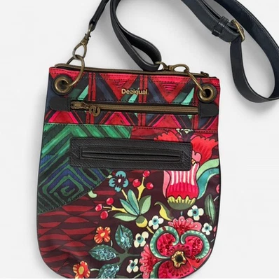 Bolso Bandolera Desigual Multicolor Floral Estampado Geométrico Cartera Boho Foto 1 de 4