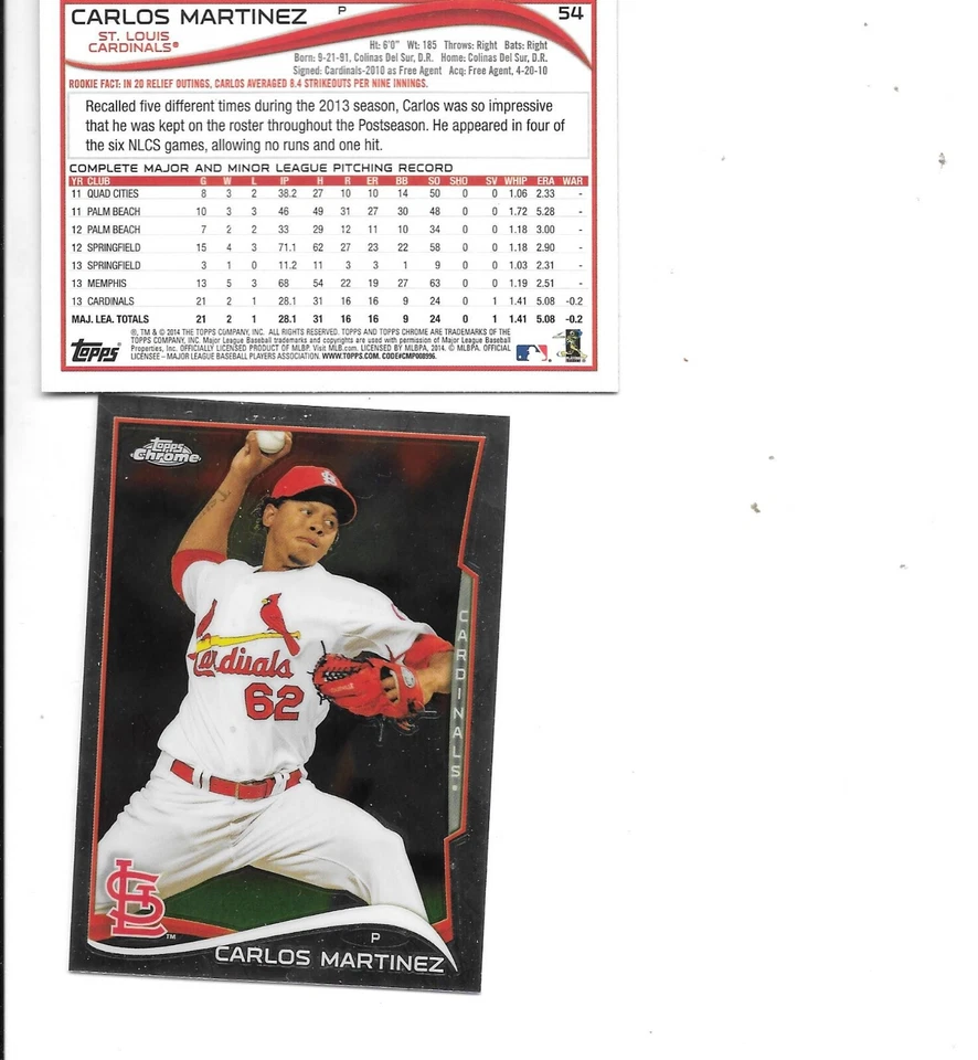 Carlos Martinez 2014 Topps Chrome Baseball Card #54 BOGO FREE St. Louis Cardinal - Image 1 of 1