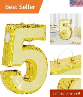 Lámina de oro brillante número 5 piñata - 15,5 pulgadas para diversión de cumpleaños o aniversario Foto 1 de 4