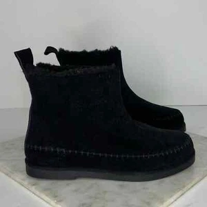 New Steve Madden Black Suede Shearling Ankle Boots - Picture 1 of 11
