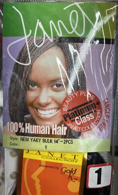 Cabello 100 % humano - trenzado/trenzado. Janet 14" Yaky Bulk Straight # 1 negro azabache Foto 1 de 4