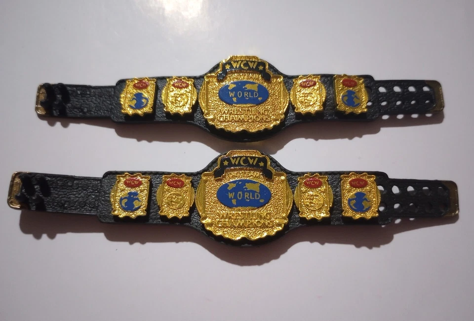 Mattel WWE Elite Shiny WCW Tag Team 2 Title Lot Championship Belts 1:12 Figures - Image 1 of 1