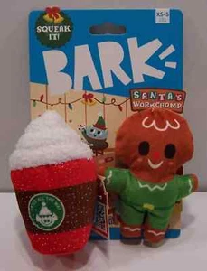 BARK XS-S Santa's Workchomp Set of 2 Dog Toys JOLLY JITTERBREAD MAN & COFFEE CUP - Bild 1 von 1