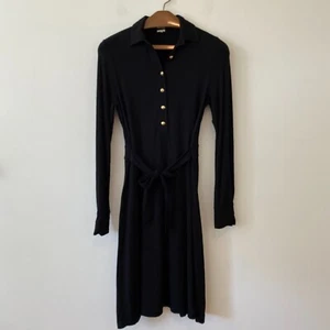 Vestido camisero J Crew negro manga larga tejido botón delantero para mujer mediano - Imagen 1 de 8