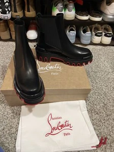 Christian Louboutin Marchacroche Dune Schwarz Leder Chelsea Boots 39 AUSVERKAUFT - Bild 1 von 9