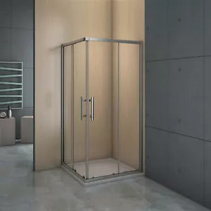 New Corner Entry Shower Enclosure Glass Screen Sliding Door Stone Tray+Waste - Picture 1 of 11