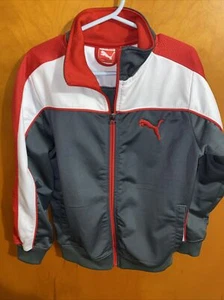 Kids Puma Jacket Size Small Grey White And Red New Without Tags - Picture 1 of 3
