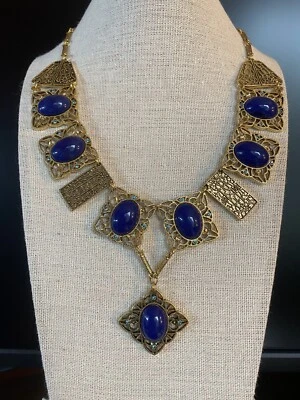 Joan Rivers Vintage Sim. Blue Lapis Art Nouveau Necklace - NEVER WORN - Image 1 of 4