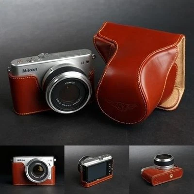 Handmade Full Real Genuine Leather Camera Case bag for Nikon J3 (11-27.5mm Lens) - Image 1 of 4