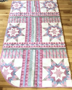 Patchwork Quilt Bedspread Pink Green King Size Blanket - Picture 1 of 6
