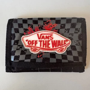 Vans schwarz rot & grau dreifach faltbare Tasche Geldbörse Portemonnaie Reißverschluss Münzfach Skateboard - Bild 1 von 11