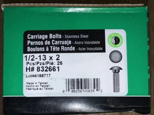 Pernos de carro de acero inoxidable Hillman 1/2-13 x 2 cantidad 25 - Imagen 1 de 1