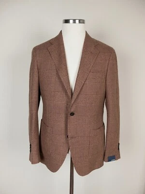 (БЕЗ ТАМОЖЕННОГО НАЛОГА) LARDINI коричневый glen чек шерсти спортивное пальто куртка 38 США / 48 IT - Изображение 1 из 4