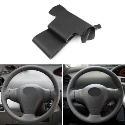 Steering Wheel Black Leather Cover For Toyota RAV4 2006-2012 Vios  Yaris 07-11 - image 1 of 4