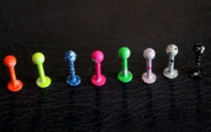 16g Speckled Colored Paint Flecked Earring Labret Helix Tragus Stud ring bar - Picture 1 of 7