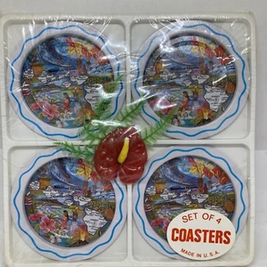 Vintage Set of 4 Coasters Hawaii. New. Made In USA - Picture 1 of 5