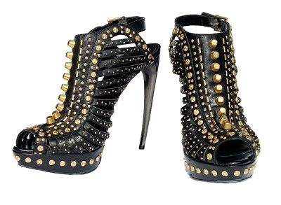 New Alexander McQueen S/S 2012 Leather Studded Horn Heel Platform Sandals 38.5 - Image 1 of 4