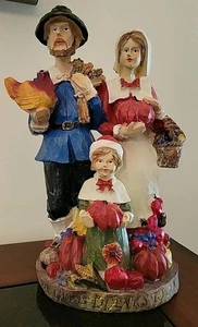 Pilgrim Family "WE GIVE THANKS TO GOD" Thanksgiving Figurine 9.5" EUC - Picture 1 of 8