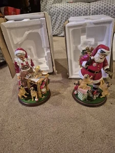 Danbury Mint Santas Mr. Claus Mrs. Claus kleine Mops 2er Set mit Boxen siehe Des - Bild 1 von 16
