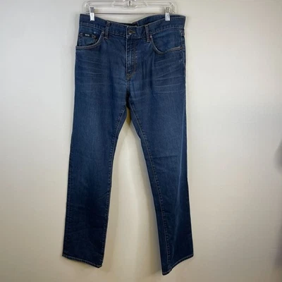 Boss HUGO BOSS Straight Leg Jeans Mens 36 Waist Stretch Logo Medium Wash Denim - Image 1 of 4