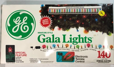 GE Miniature Style Gala Lights Electronic Twinkle Control 140 Multi Color Chase - Image 1 of 4