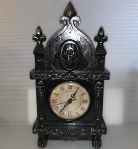 TEKKY Skull Raven Mantle Clock Lights Sound Animated WORKING Halloween Spooky! - Picture 1 of 22