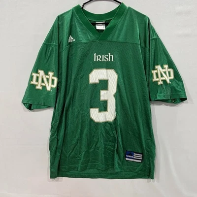 VTG Adidas Notre Dame Fighting Irish #3 Football Jersey Green Size L - Image 1 of 4
