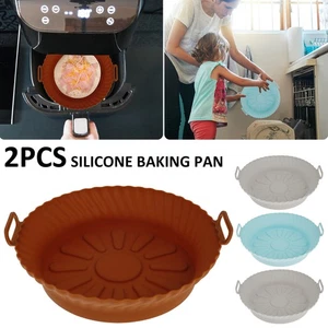 2Pcs Air Fryer Silicone Pot with Handle Reusable Air Fryer Liner Heat stfMv - Picture 1 of 18
