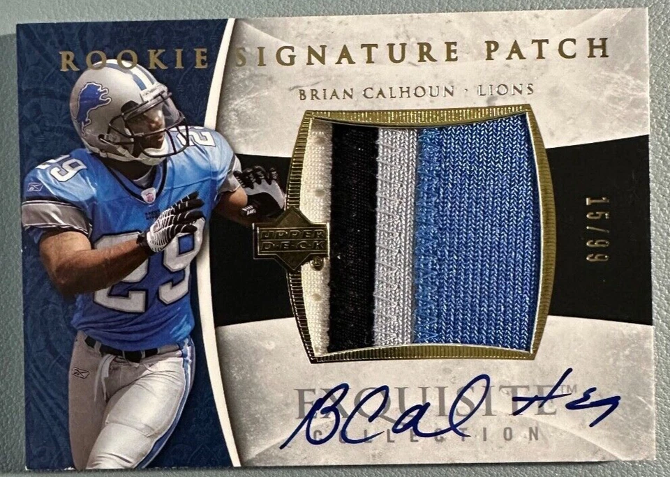 BRIAN CALHOUN 2006 UD Exquisite Collection Rookie Patch Autograph Gold 15/99 - Image 1 of 2