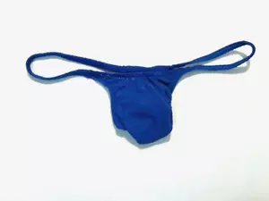 Men's Size "M" T-Back Waffled See-Through Thong - Blue - (X238209-BLU-M) - Picture 1 of 7