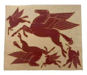 Mobil Gasoline Pegasus Transfer Stickers NYL-29276 Code RM 2 RARE 15” x 12” - Picture 1 of 10