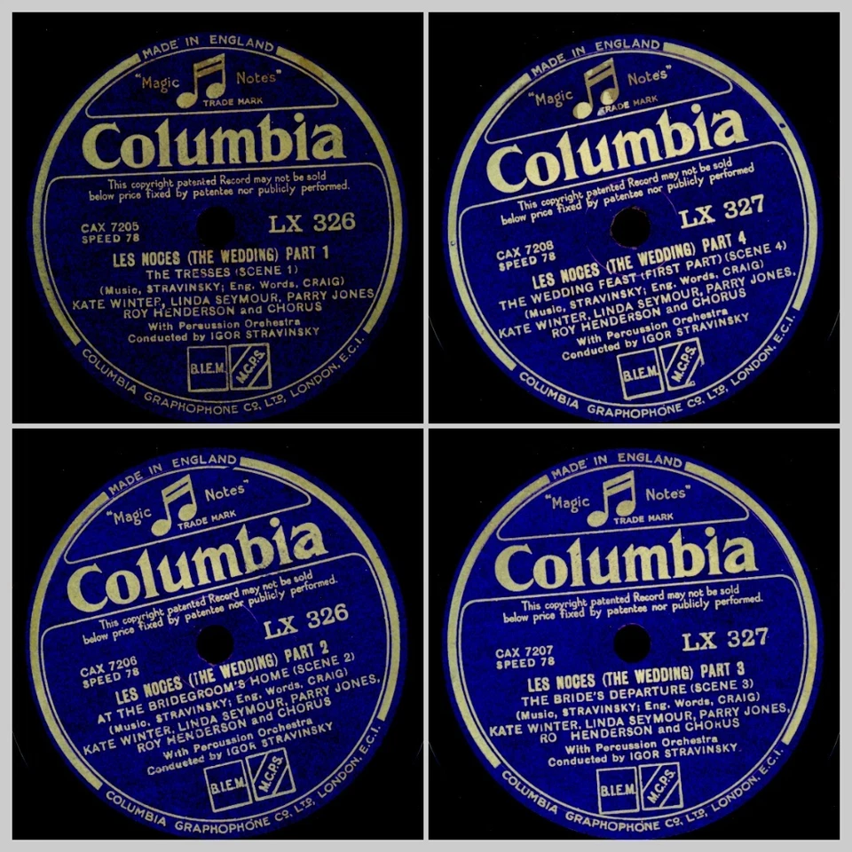 IGOR STRAWINSKY cond. his own piece "Les Noces" ,2 von 3, Fragment, 78rpm  GS874 - Bild 1 von 1