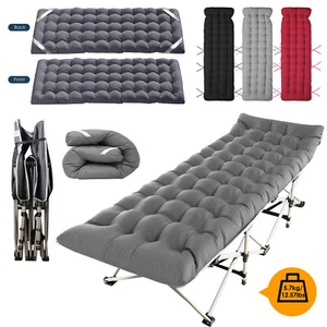 Adults Folding Sleeping Cot Guest Bed Heavy Duty Portable Cots Camping with Pads - Picture 1 of 20