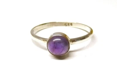Handmade 925 Sterling Silver 6 mm Amethyst Stone Plain Band Ring Size H to Z+1 - Image 1 of 4