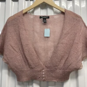 Vintage Betsey Johnson Mohair Mischung Bolero Shrug Top Strick Pullover Maybe Pink M - Bild 1 von 7