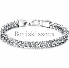 Men's Heavy Stainless Steel Square Curb Wheat Chain Link Clasp Bracelet Bangle