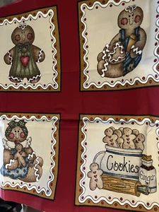 25-5-119 Cotton Fabric remnant-Diana Marcum-Gingerbread Faux Quilt-18 x 45" - Picture 1 of 4